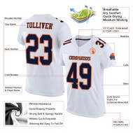 Custom White Navy-Orange Mesh Authentic Football Jersey Custom White Navy-Orange Mesh Authentic Football Jersey