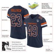 Custom Navy White-Orange Mesh Authentic Football Jersey Custom Navy White-Orange Mesh Authentic Football Jersey