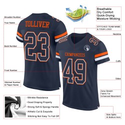 Custom Navy White-Orange Mesh Authentic Football Jersey Custom Navy White-Orange Mesh Authentic Football Jersey