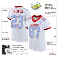 Custom White Light Blue-Red Mesh Authentic Football Jersey Custom White Light Blue-Red Mesh Authentic Football Jersey