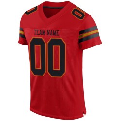 Custom Red Black-Old Gold Mesh Authentic Football Jersey Custom Red Black-Old Gold Mesh Authentic Football Jersey