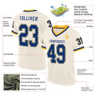 Custom Cream Royal-Gold Mesh Authentic Throwback Football Jersey Custom Cream Royal-Gold Mesh Authentic Throwback Football Jersey