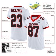 Custom White Black-Red Mesh Authentic Football Jersey Custom White Black-Red Mesh Authentic Football Jersey