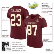 Custom Burgundy Cream Mesh Authentic Football Jersey Custom Burgundy Cream Mesh Authentic Football Jersey