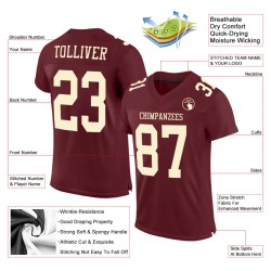 Custom Burgundy Cream Mesh Authentic Football Jersey Custom Burgundy Cream Mesh Authentic Football Jersey