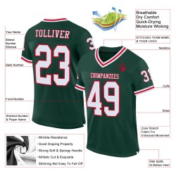 Custom Green White-Red Mesh Authentic Throwback Football Jersey Custom Green White-Red Mesh Authentic Throwback Football Jersey