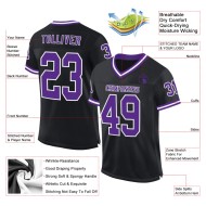 Custom Black Purple-White Mesh Authentic Throwback Football Jersey Custom Black Purple-White Mesh Authentic Throwback Football Jersey