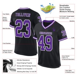 Custom Black Purple-White Mesh Authentic Throwback Football Jersey Custom Black Purple-White Mesh Authentic Throwback Football Jersey