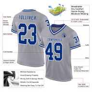 Custom Gray Royal-White Mesh Authentic Throwback Football Jersey Custom Gray Royal-White Mesh Authentic Throwback Football Jersey