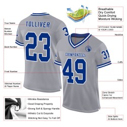 Custom Gray Royal-White Mesh Authentic Throwback Football Jersey Custom Gray Royal-White Mesh Authentic Throwback Football Jersey