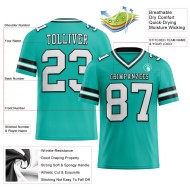 Custom Aqua White-Black Mesh Authentic Football Jersey Custom Aqua White-Black Mesh Authentic Football Jersey