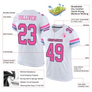 Custom White Pink Black-Light Blue Mesh Authentic Football Jersey Custom White Pink Black-Light Blue Mesh Authentic Football Jersey
