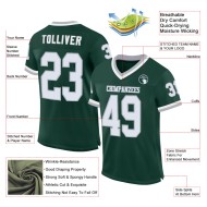 Custom Green White-Gray Mesh Authentic Throwback Football Jersey Custom Green White-Gray Mesh Authentic Throwback Football Jersey