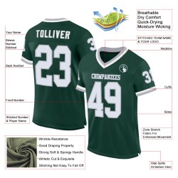 Custom Green White-Gray Mesh Authentic Throwback Football Jersey Custom Green White-Gray Mesh Authentic Throwback Football Jersey
