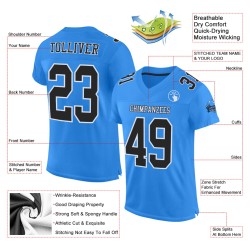 Custom Powder Blue Black-White Mesh Authentic Football Jersey Custom Powder Blue Black-White Mesh Authentic Football Jersey