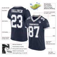 Custom Navy White-Gray Mesh Authentic Football Jersey Custom Navy White-Gray Mesh Authentic Football Jersey