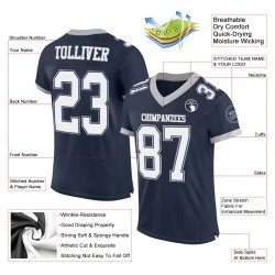 Custom Navy White-Gray Mesh Authentic Football Jersey Custom Navy White-Gray Mesh Authentic Football Jersey
